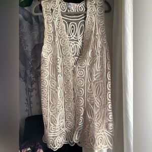 1920’s style Vintage SILK lace ribbon crochet vest top ivory boho fairy 70’s